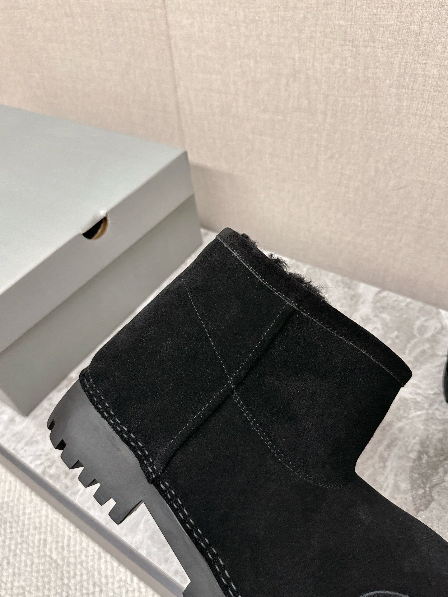 Balanciaga ALASKA BOOTIE IN BLACK SUEDE AND WOOL LINING