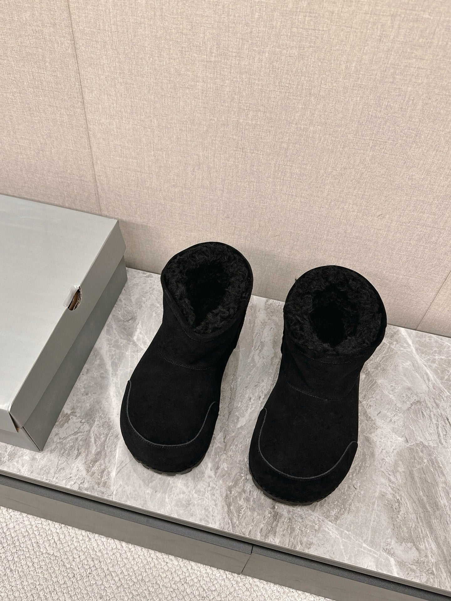 Balanciaga ALASKA BOOTIE IN BLACK SUEDE AND WOOL LINING