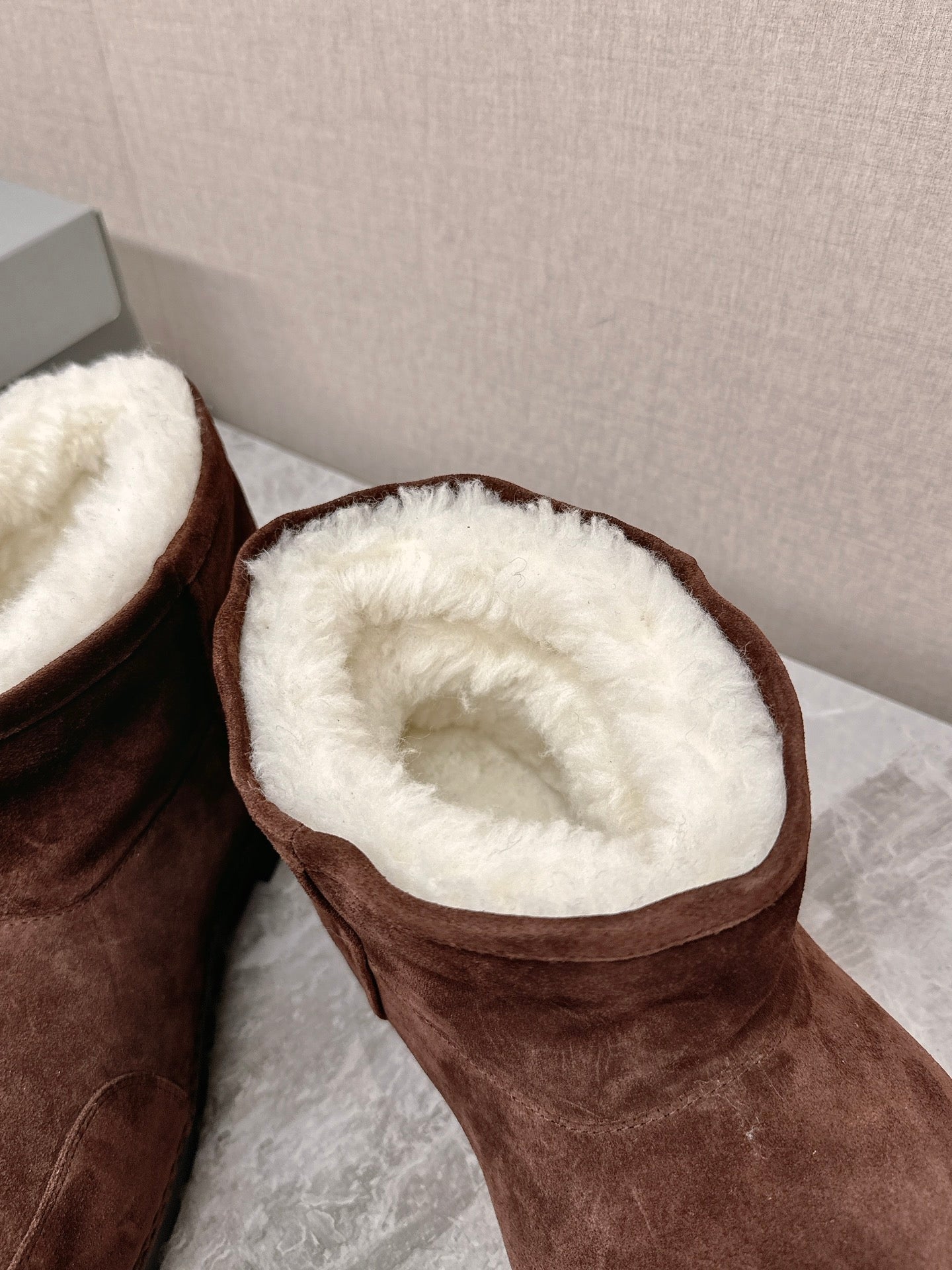 Balanciaga ALASKA BOOTIE IN CHOCOLATE SUEDE AND WOOL LINING