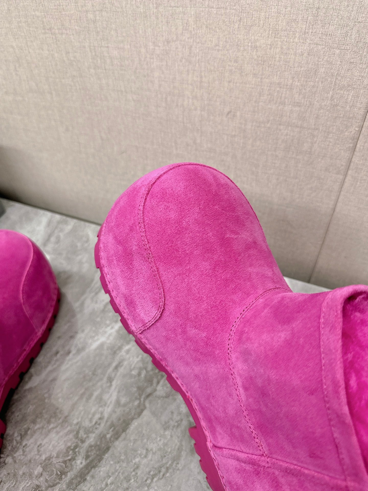 Balanciaga ALASKA BOOTIE IN DEEP PINK SUEDE AND WOOL LINING