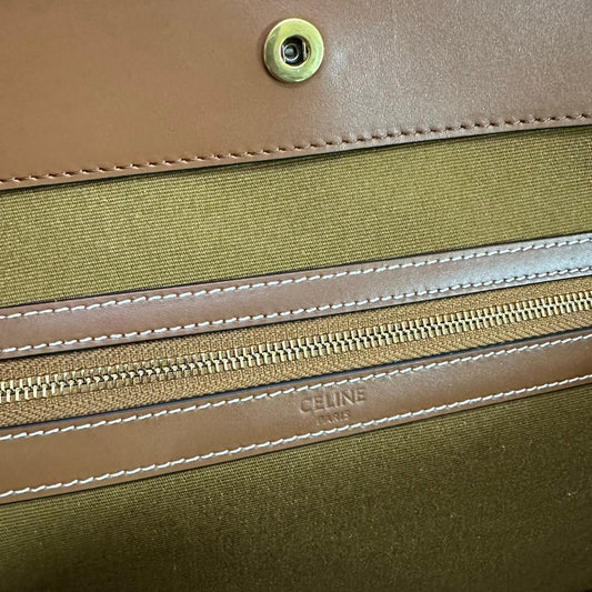 Celine MEDIUM CABAS TRIOMPHE CANVAS 31.5 TAN CALFSKIN