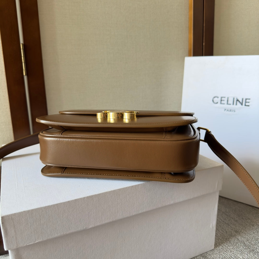 Celine classique triomphe 22 dark brown calfskin gold hardware