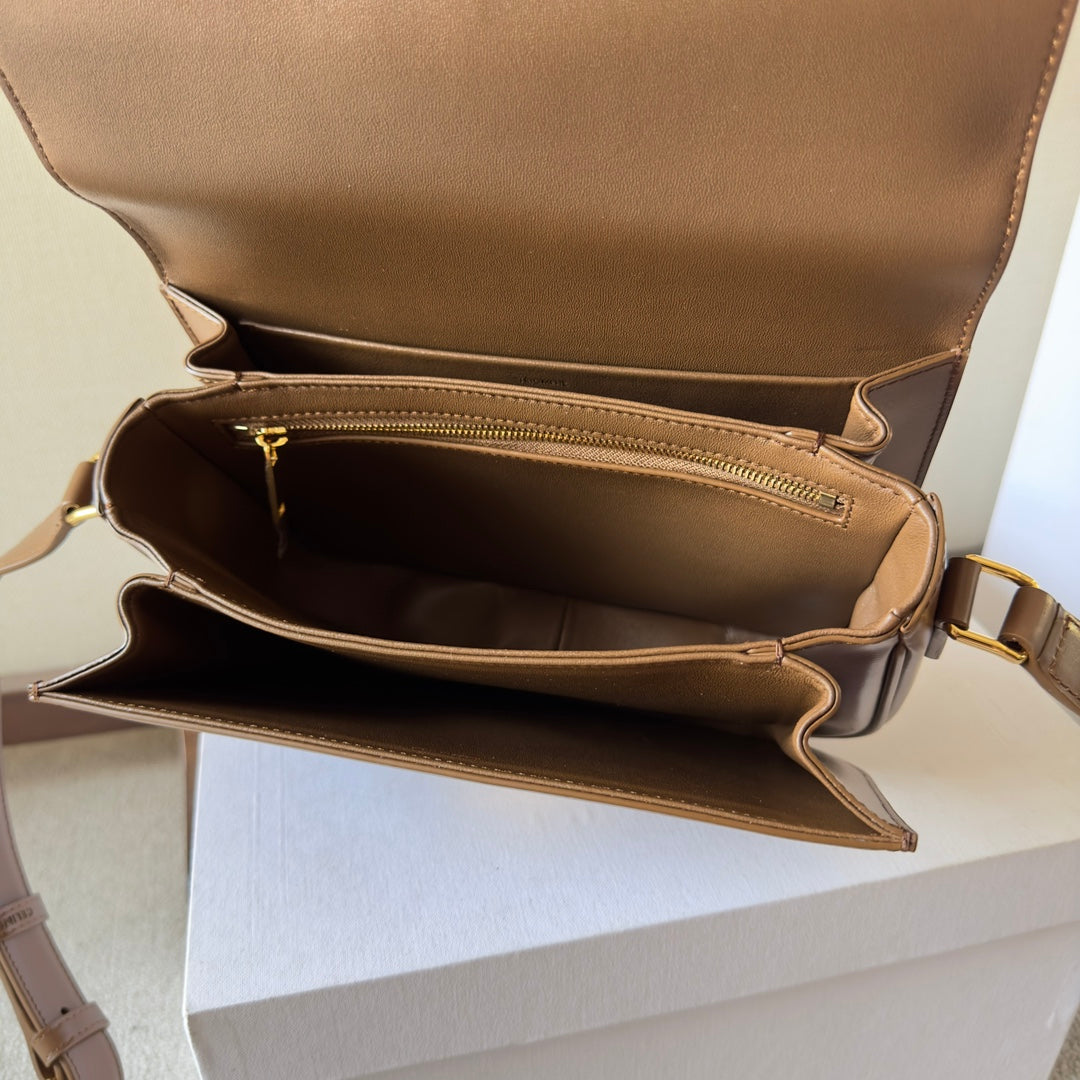 Celine classique triomphe 22 dark brown calfskin gold hardware