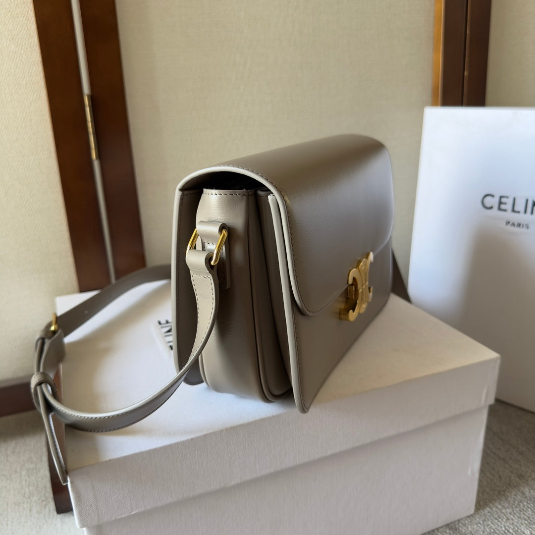 Celine classique triomphe 22 grey calfskin gold hardware