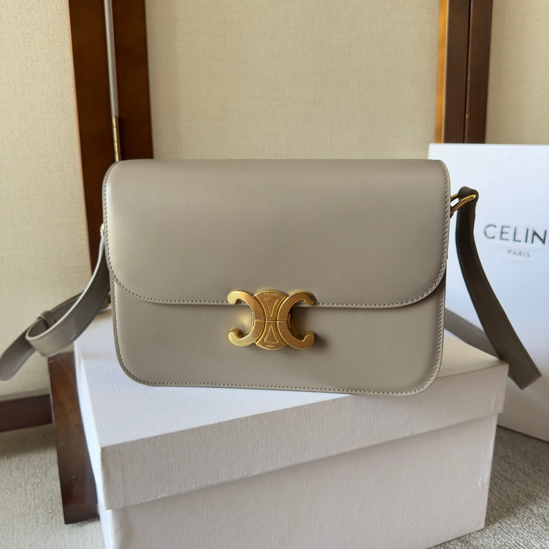 Celine classique triomphe 22 grey calfskin gold hardware