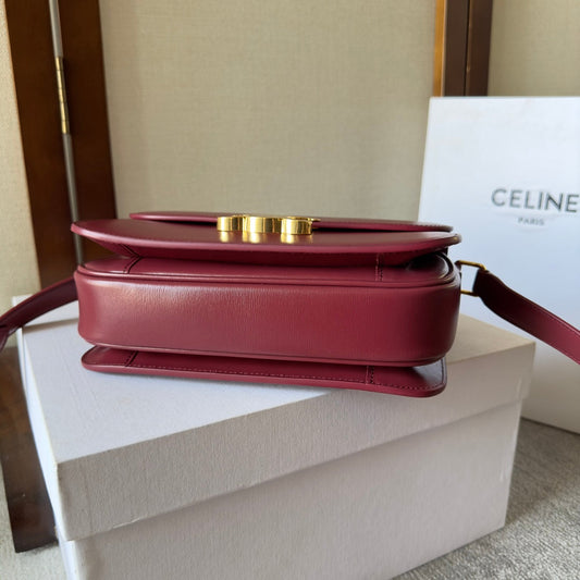 Celine classique triomphe 22 dark red calfskin gold hardware
