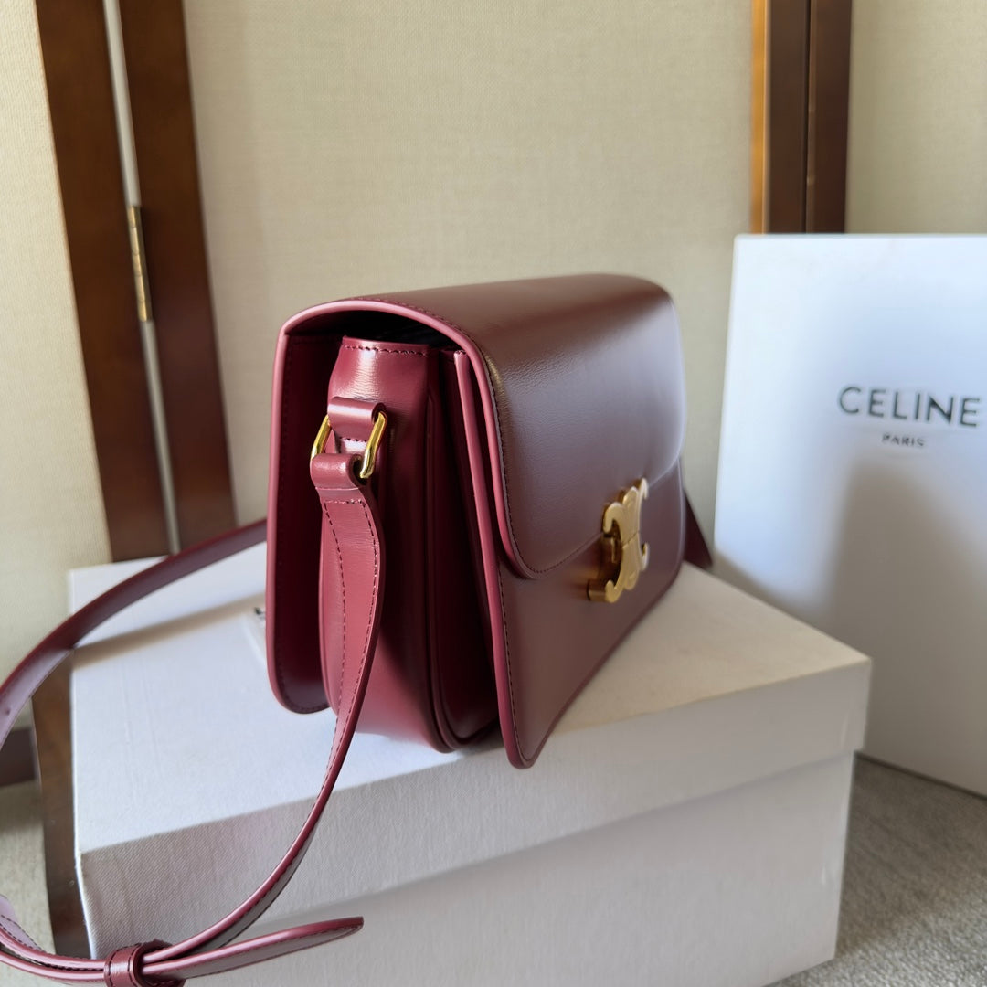 Celine classique triomphe 22 dark red calfskin gold hardware