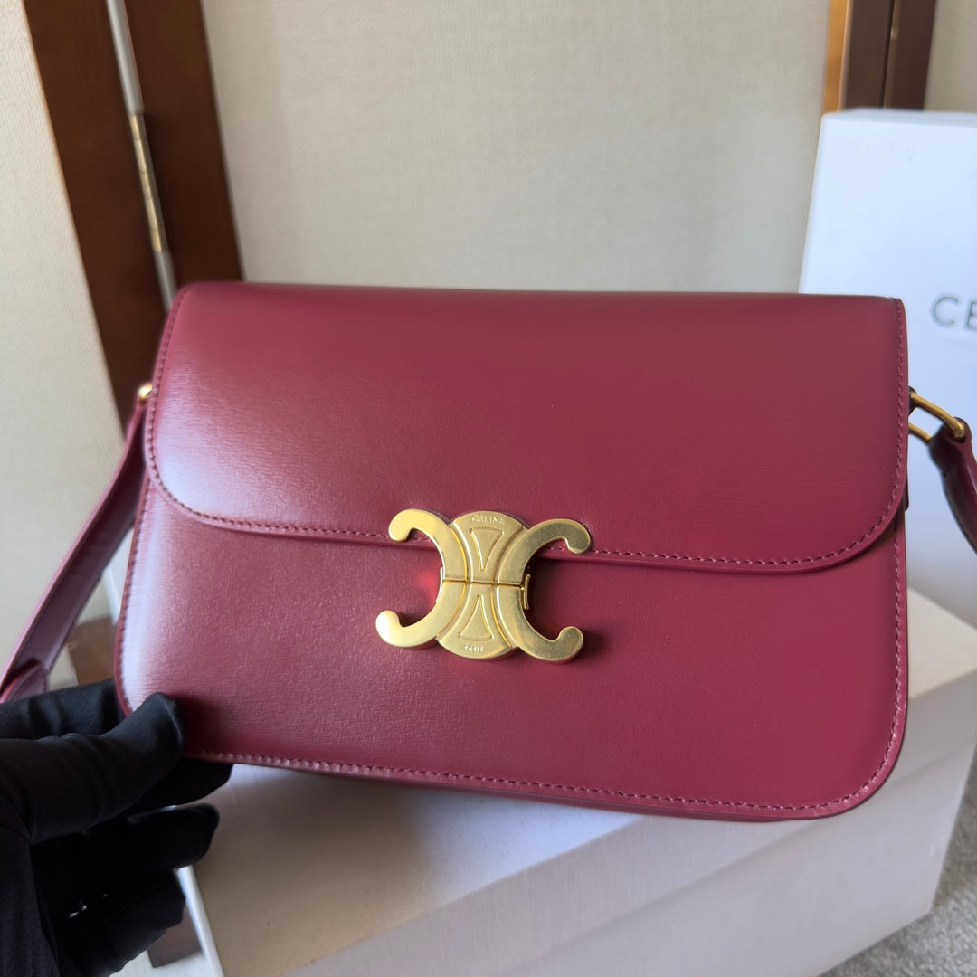 Celine classique triomphe 22 dark red calfskin gold hardware