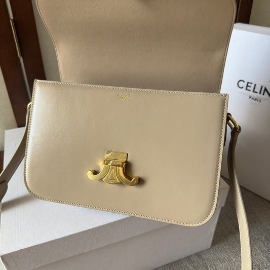 Celine classique triomphe 22 beige calfskin gold hardware
