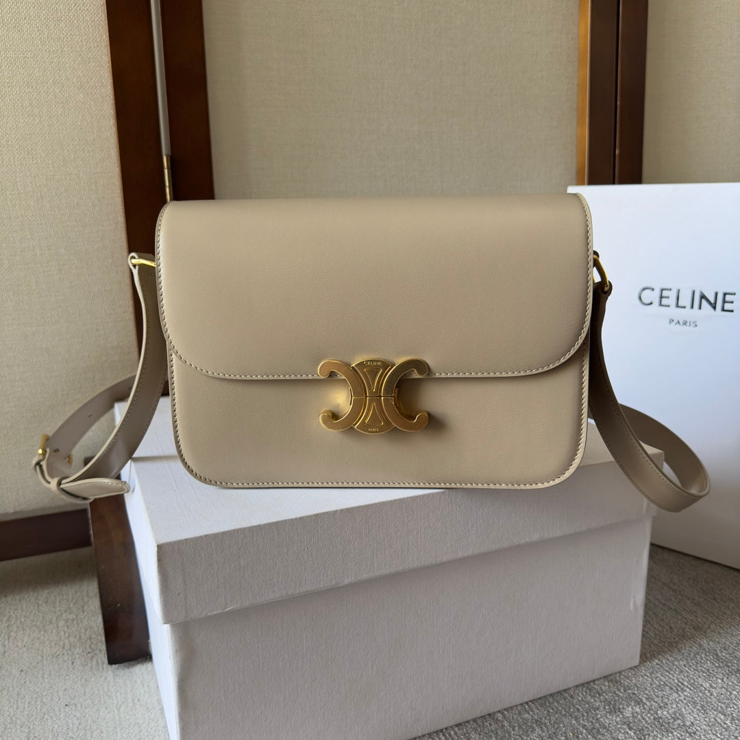 Celine classique triomphe 22 beige calfskin gold hardware