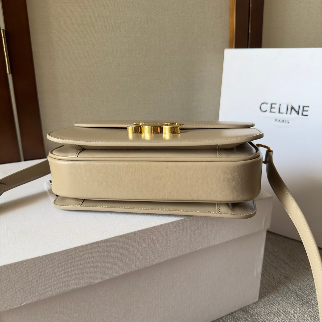 Celine classique triomphe 22 beige calfskin gold hardware