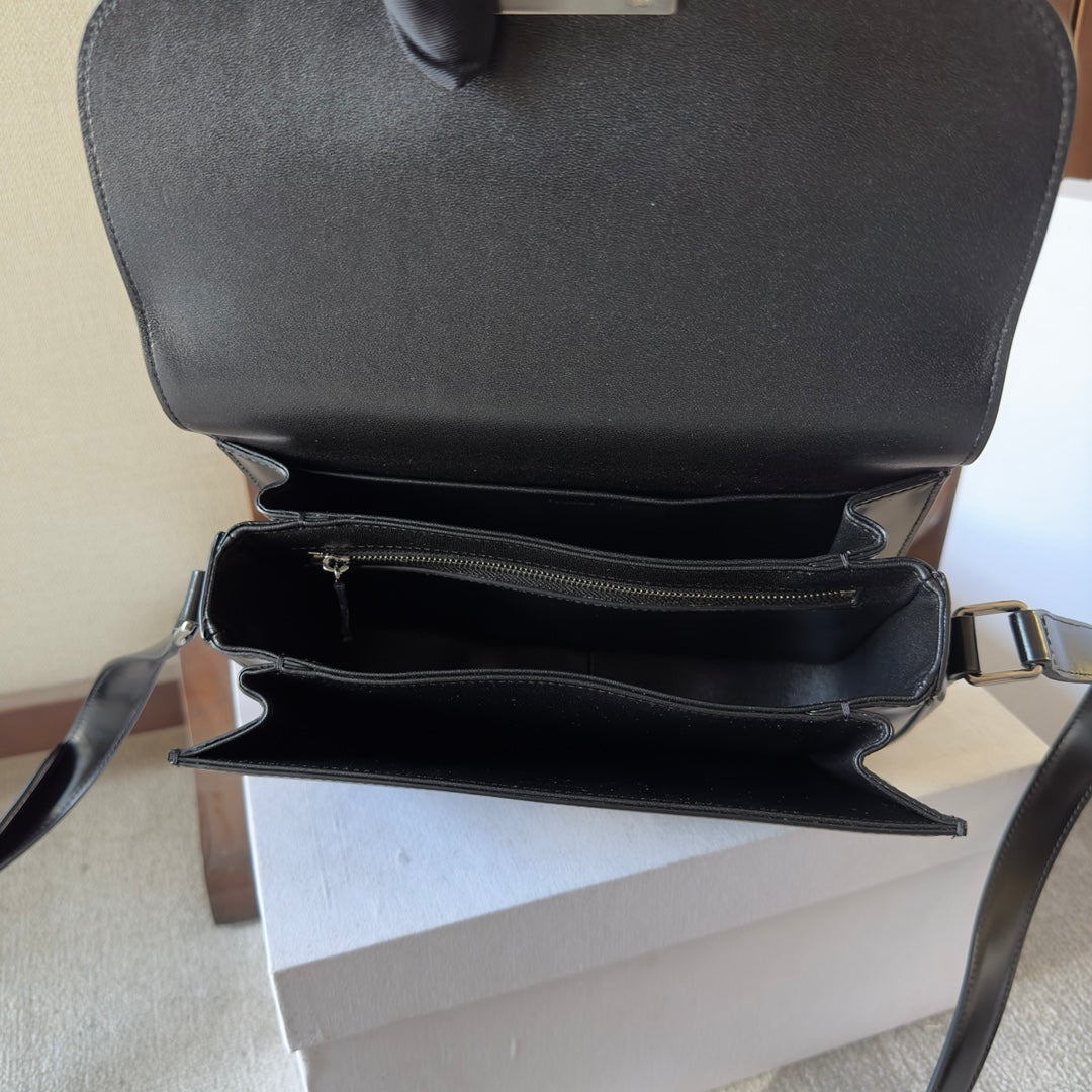Celine classique triomphe 22 black calfskin silver hardware