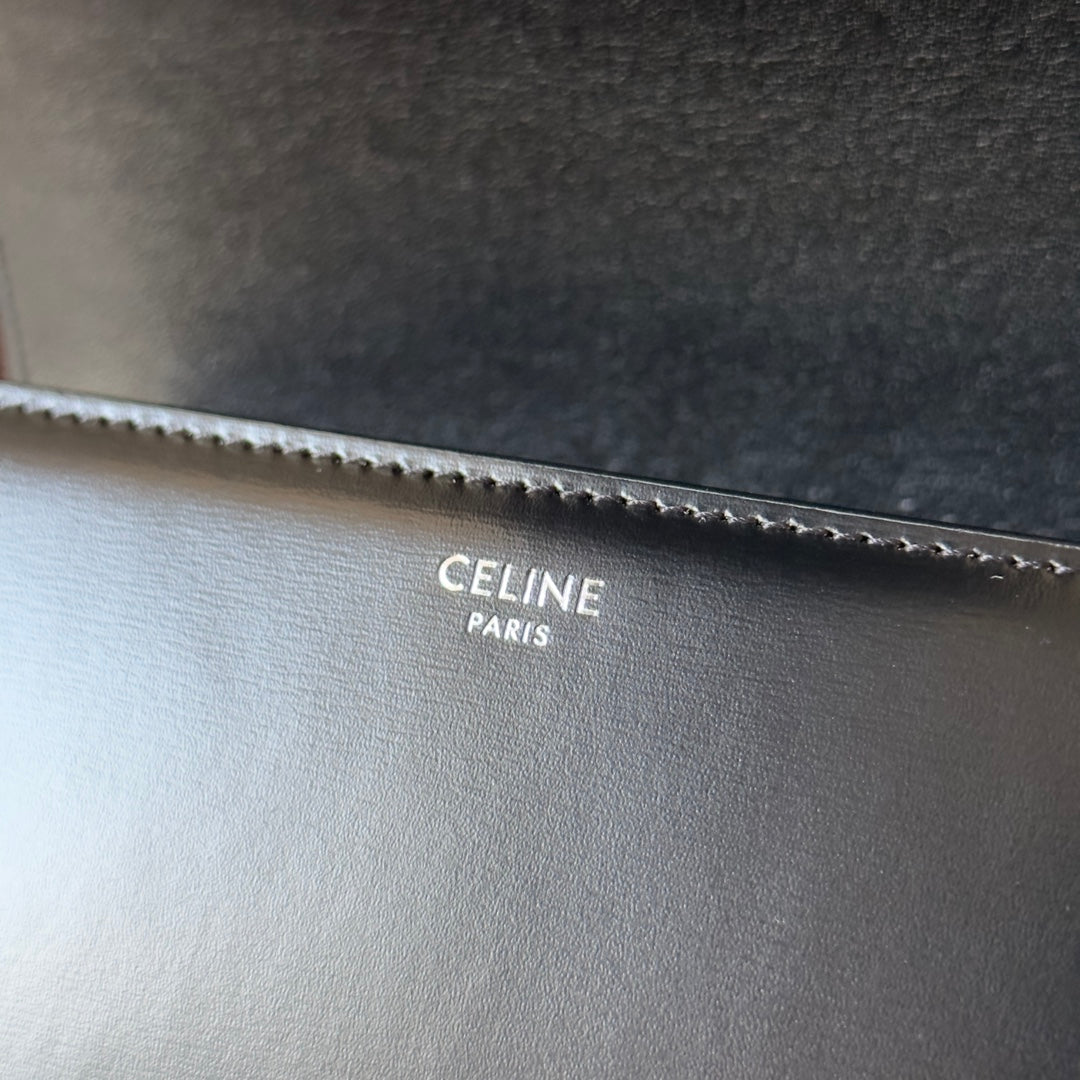 Celine classique triomphe 22 black calfskin silver hardware