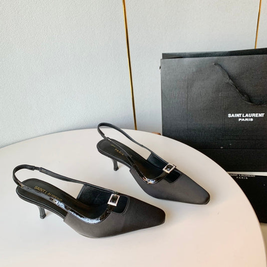 Saint Laurent SL BLADE SLINGBACK BLACK SATIN