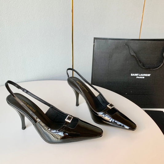 Saint Laurent SL BLADE SLINGBACK BLACK POLISHED CALFSKIN