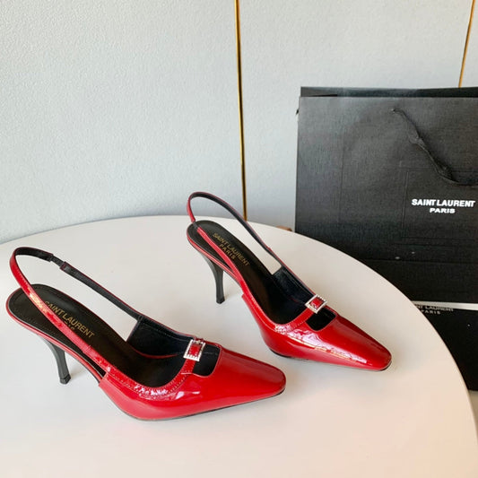 Saint Laurent SL BLADE SLINGBACK RED POLISHED CALFSKIN