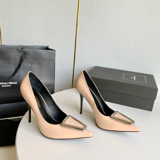 Saint Laurent SL TRIANGLE BASIC HIGH HEELS BISQUE CALFSKIN
