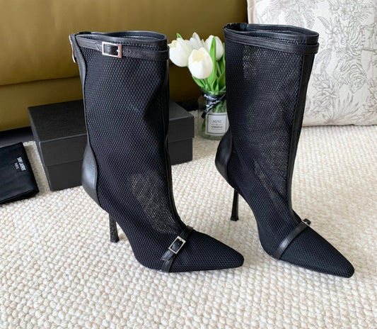 Saint Laurent SL OXALIS BOOTIES IN BLACK MESH