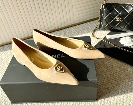 CHANEL Ballet In Beige Suede 151519