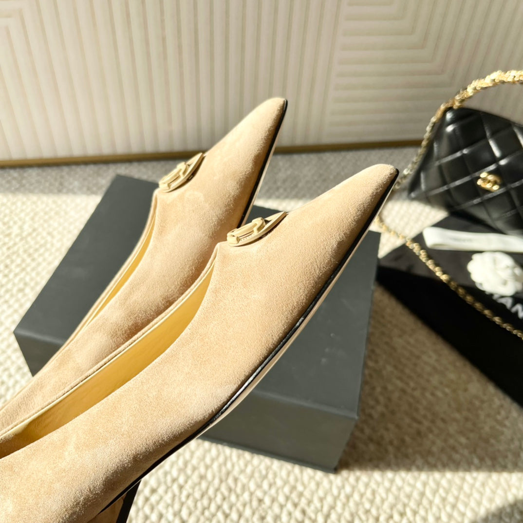 CHANEL Ballet In Beige Suede 151519