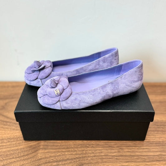 CHANEL Ballet Flats Light Purple With Camellia Light Purple Suede