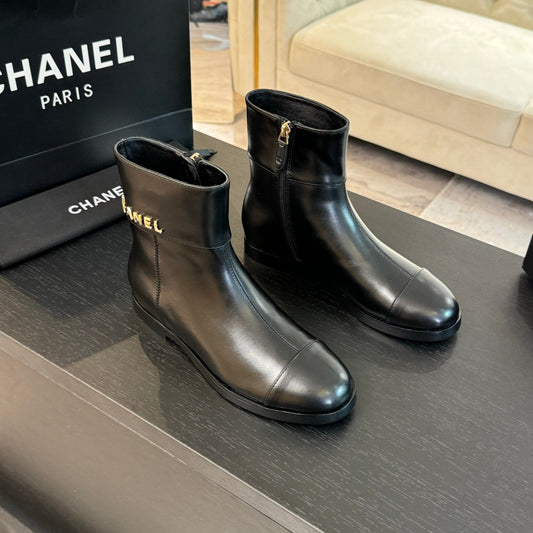 CHANEL Ankle Boots 20mm Black Calfskin