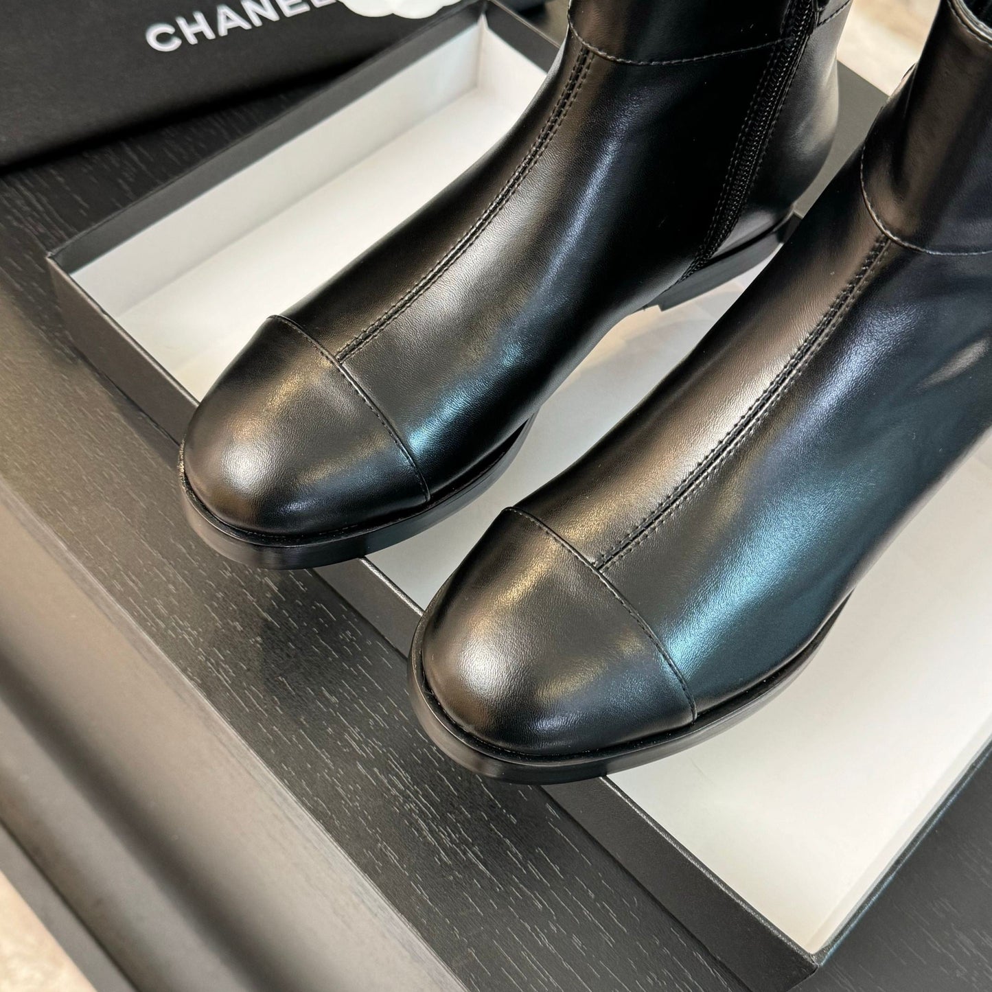 CHANEL Ankle Boots 20mm Black Calfskin
