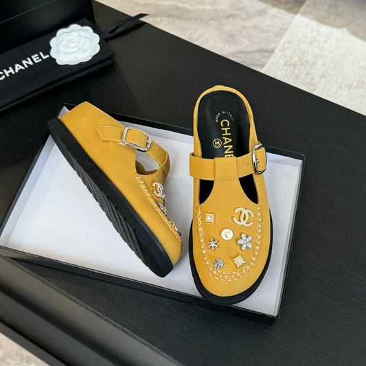 CHANEL 25C Mule Sandal Canary Yellow  Imported Cowhide 212944