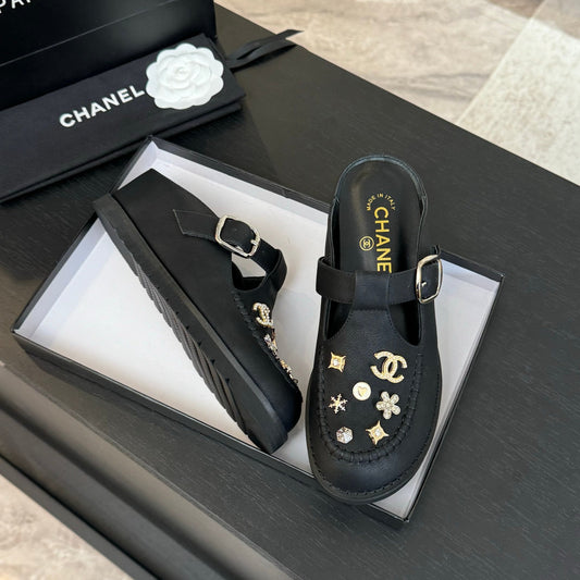 CHANEL 25C Mule Sandal Black Imported Cowhide 212946