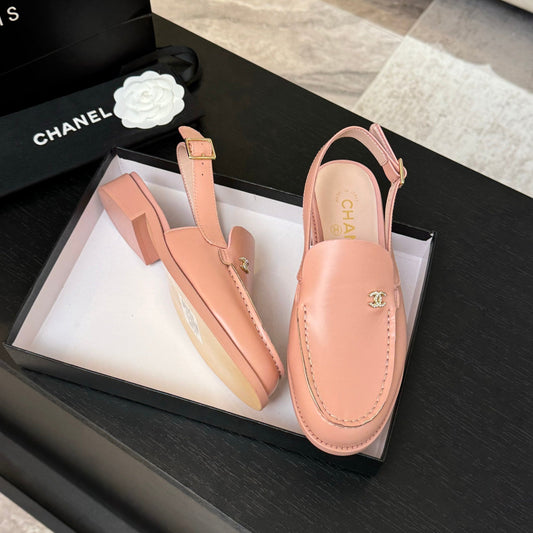 CHANEL 25C Slingback Loafer Pink Patent Leather