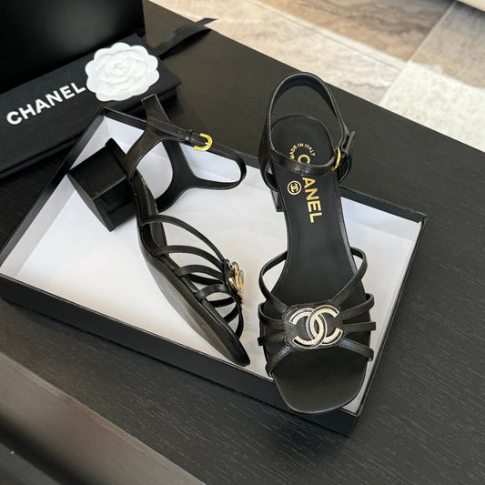 CHANEL 45mm Sandal Black Sheepskin 212926