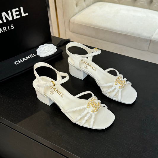 CHANEL 45mm Sandal White Sheepskin 212927