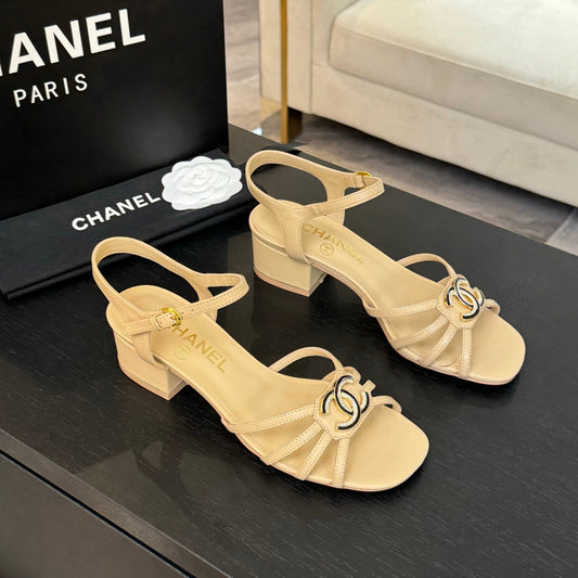 CHANEL 45mm Sandal DarkCream Sheepskin  212928