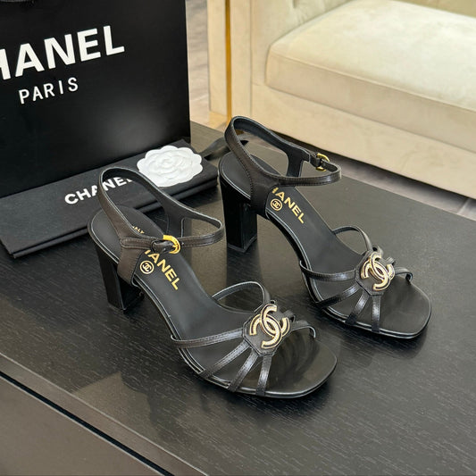 CHANEL 85mm Sandal Black Sheepskin 212929