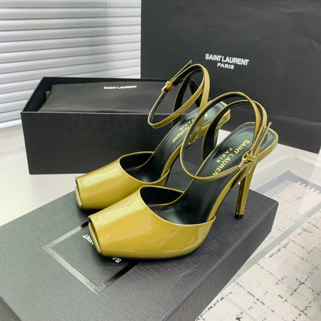 Saint Laurent SL FISH MOUTH SANDAL PUMP LEMON POLISHED CALFSKIN