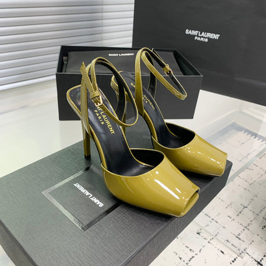 Saint Laurent SL FISH MOUTH SANDAL PUMP LEMON POLISHED CALFSKIN