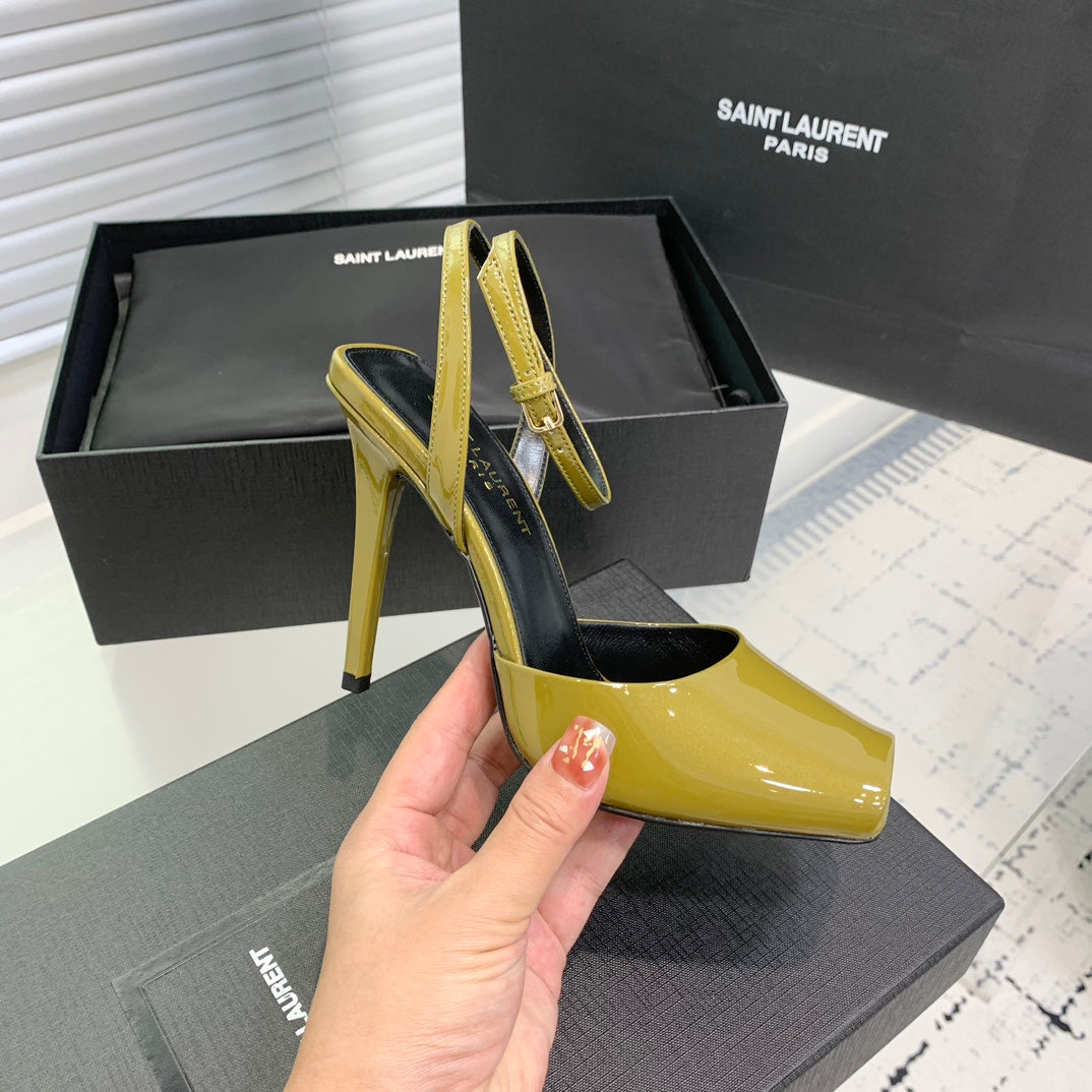 Saint Laurent SL FISH MOUTH SANDAL PUMP LEMON POLISHED CALFSKIN