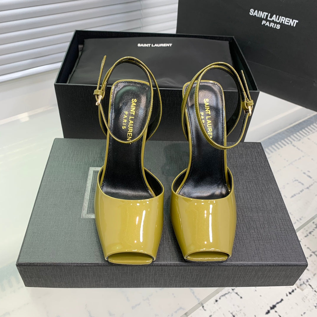 Saint Laurent SL FISH MOUTH SANDAL PUMP LEMON POLISHED CALFSKIN