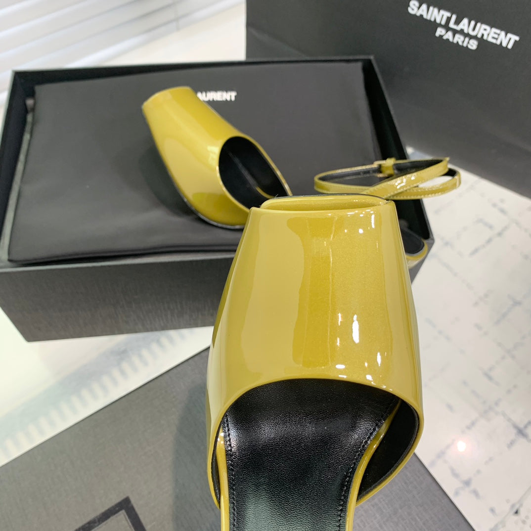 Saint Laurent SL FISH MOUTH SANDAL PUMP LEMON POLISHED CALFSKIN