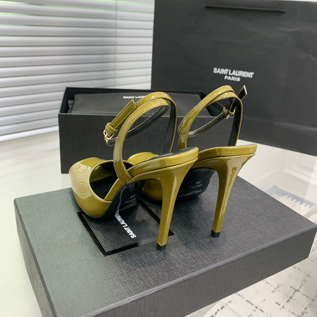 Saint Laurent SL FISH MOUTH SANDAL PUMP LEMON POLISHED CALFSKIN