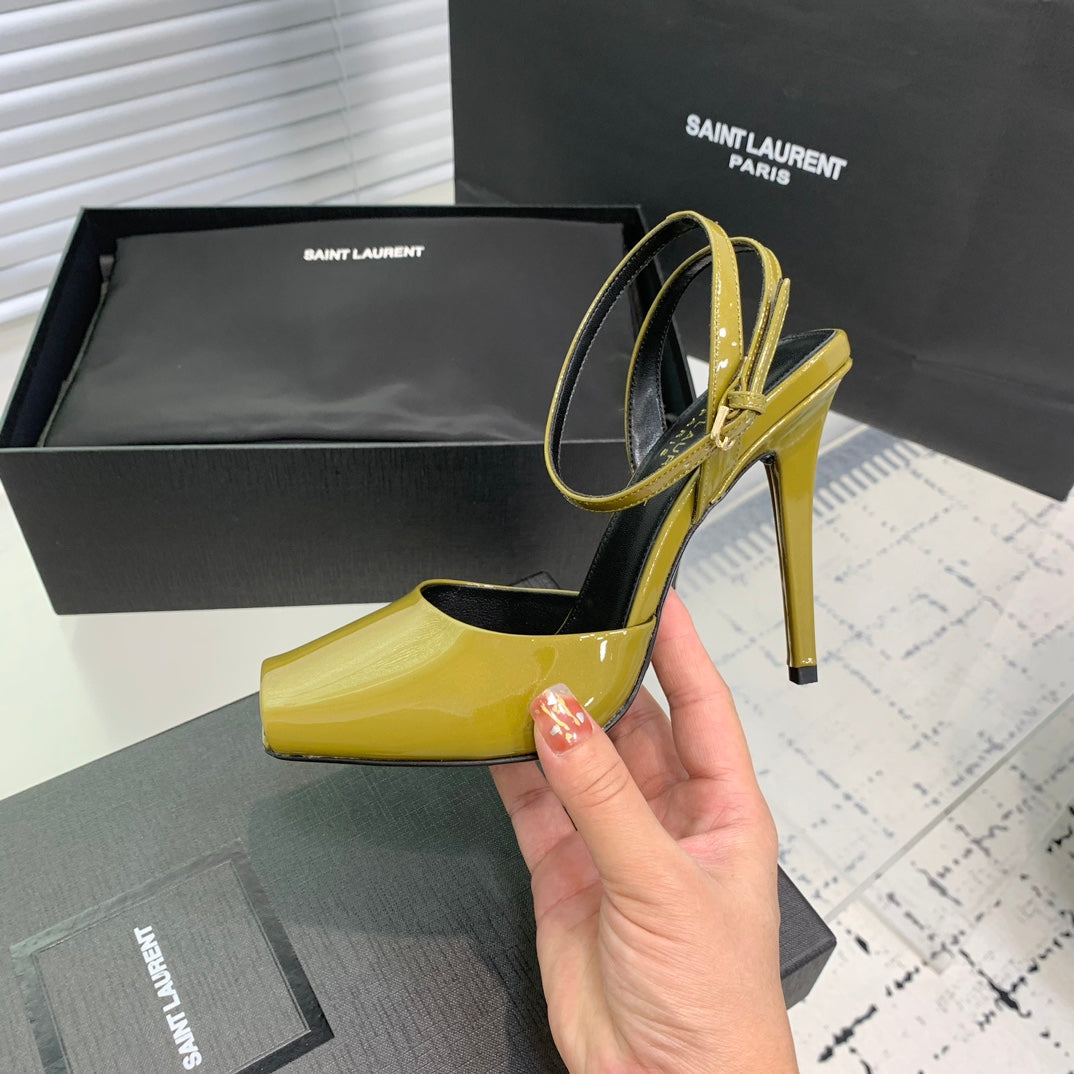 Saint Laurent SL FISH MOUTH SANDAL PUMP LEMON POLISHED CALFSKIN
