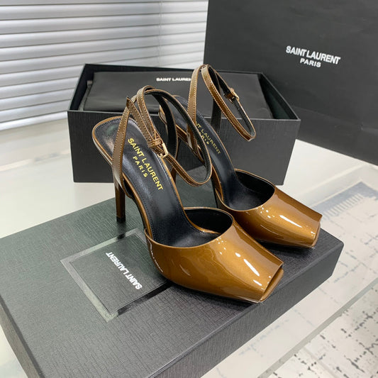 Saint Laurent SL FISH MOUTH SANDAL PUMP BRONZE POLISHED CALFSKIN