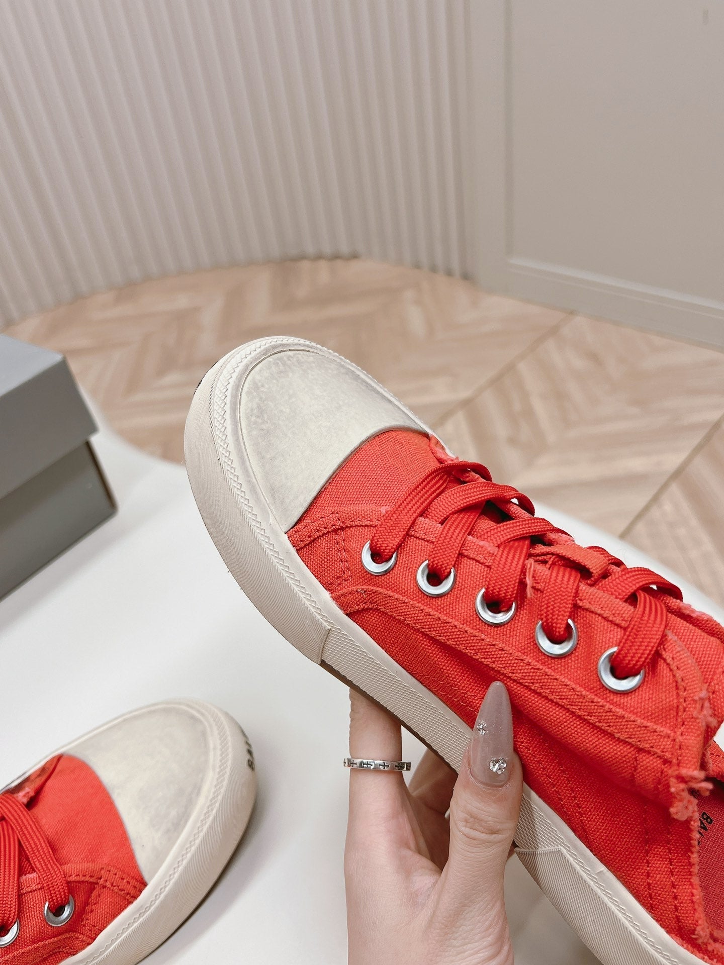 Balanciaga SNEAKER MULES IN RED CANVAS GRAFFITI LOGO