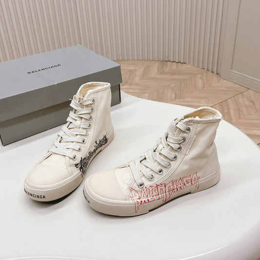 Balanciaga HIGH-TOP SNEAKERS GRAFFITI IN WHITE CANVAS