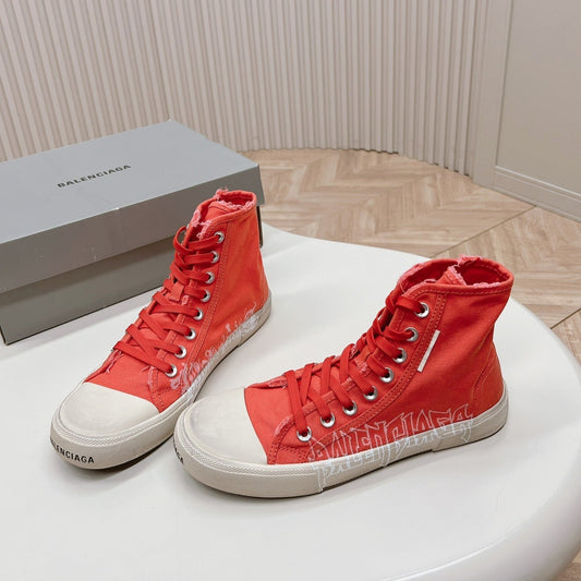 Balanciaga HIGH-TOP SNEAKERS GRAFFITI IN RED CANVAS