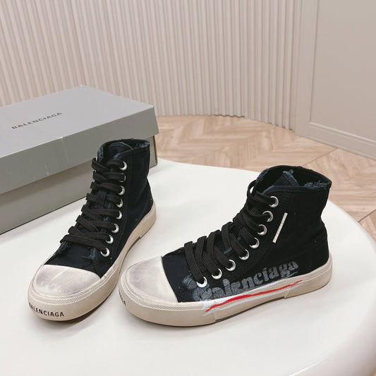 Balanciaga BLACK CANVAS HIGH-TOP SNEAKERS LOGO GRAFFITI