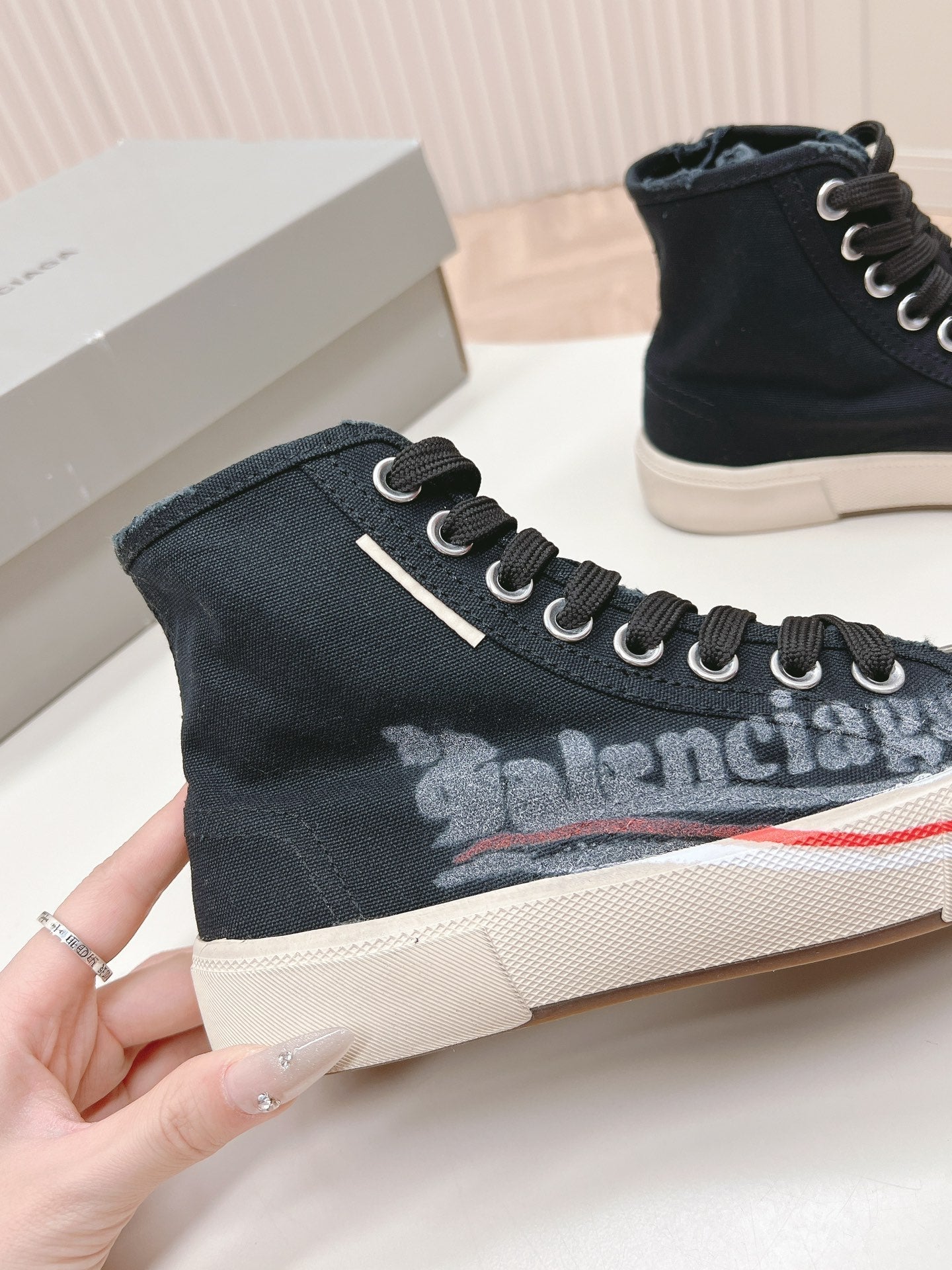 Balanciaga BLACK CANVAS HIGH-TOP SNEAKERS LOGO GRAFFITI
