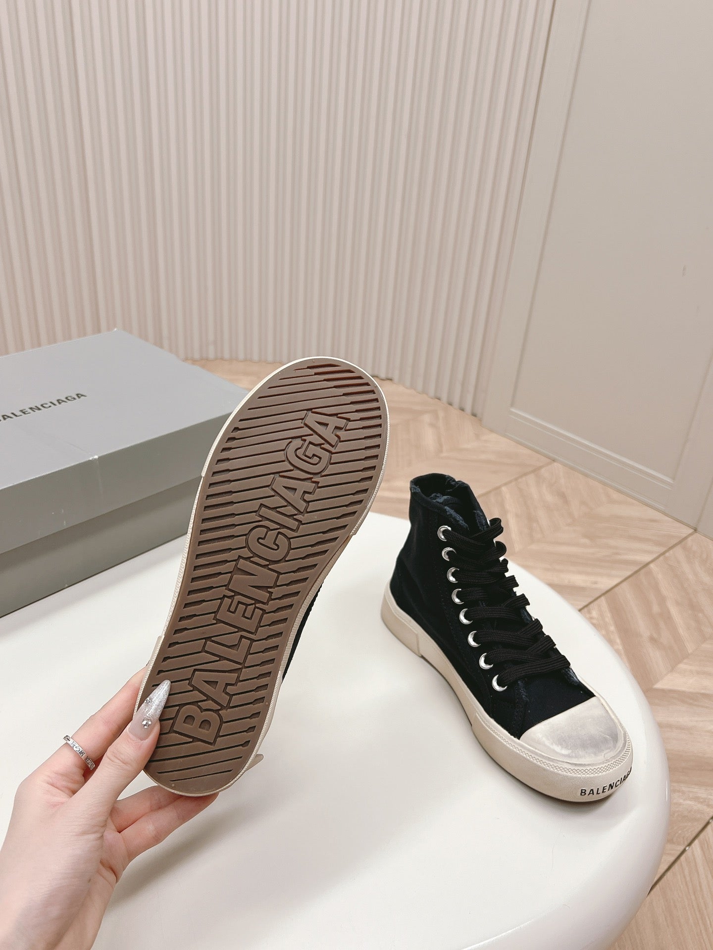 Balanciaga BLACK CANVAS HIGH-TOP SNEAKERS LOGO GRAFFITI