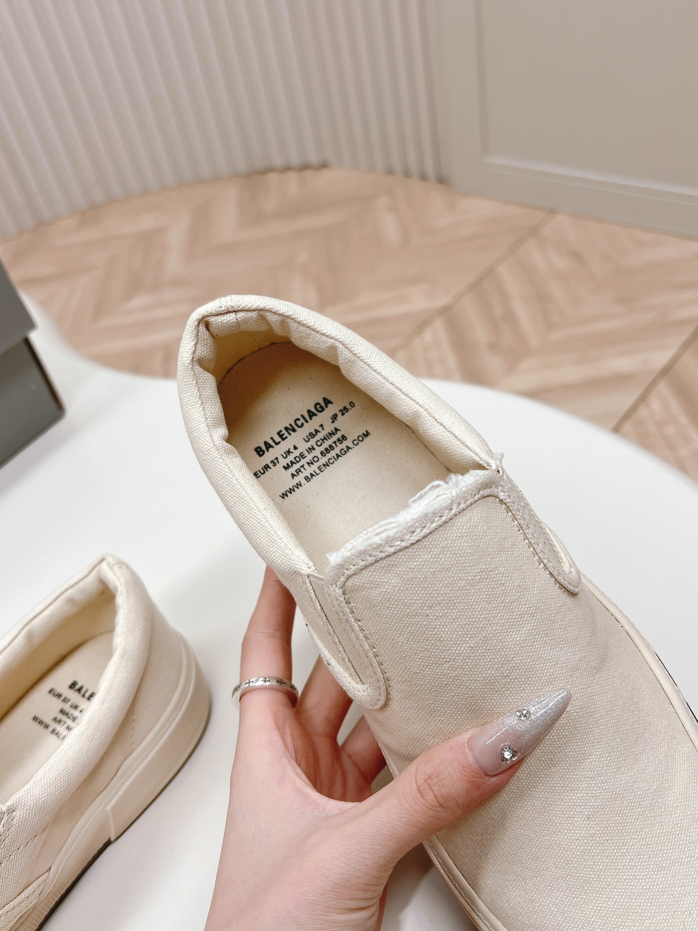Balanciaga SLIP-ON SNEAKERS GRAFFITI IN WHITE CANVAS