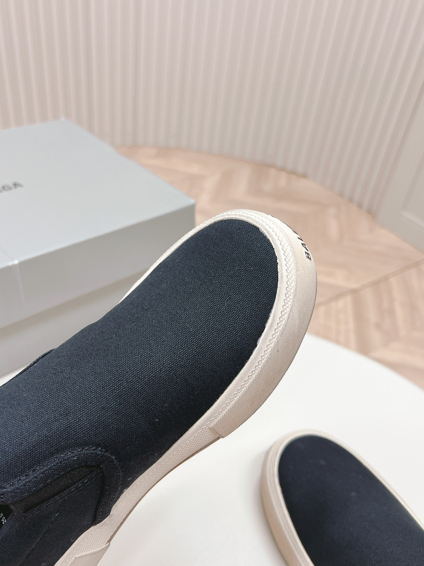 Balanciaga SLIP-ON SNEAKERS GRAFFITI IN BLACK CANVAS